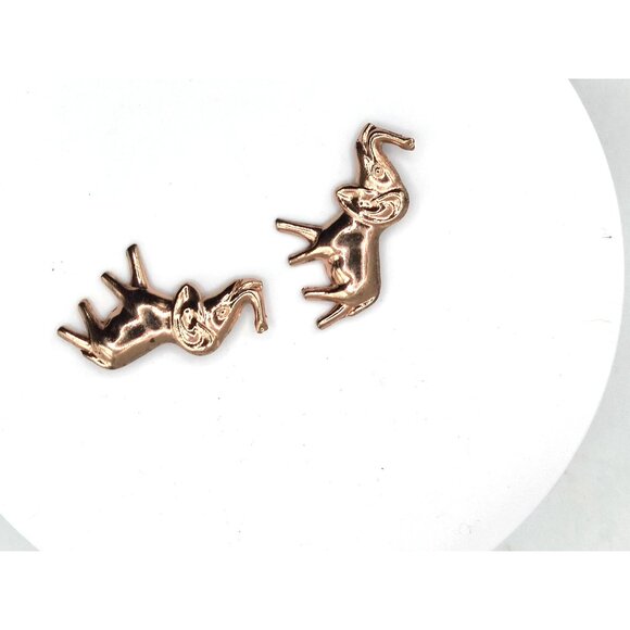 RARE 1930s Coro Duo Sterling Rose Gold Vermeil Elephant Brooches Figural Pair - Picture 5 of 6